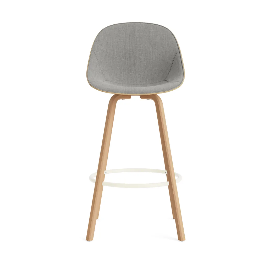 Mat Bar Chair barkruk voorkant gestoffeerd 75 cm, Remix 133-hemp-beech-cream steel Normann Copenhagen