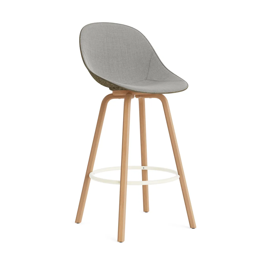 Mat Bar Chair barkruk voorkant gestoffeerd 75 cm, Remix 133-seaweed-beech-cream steel Normann Copenhagen