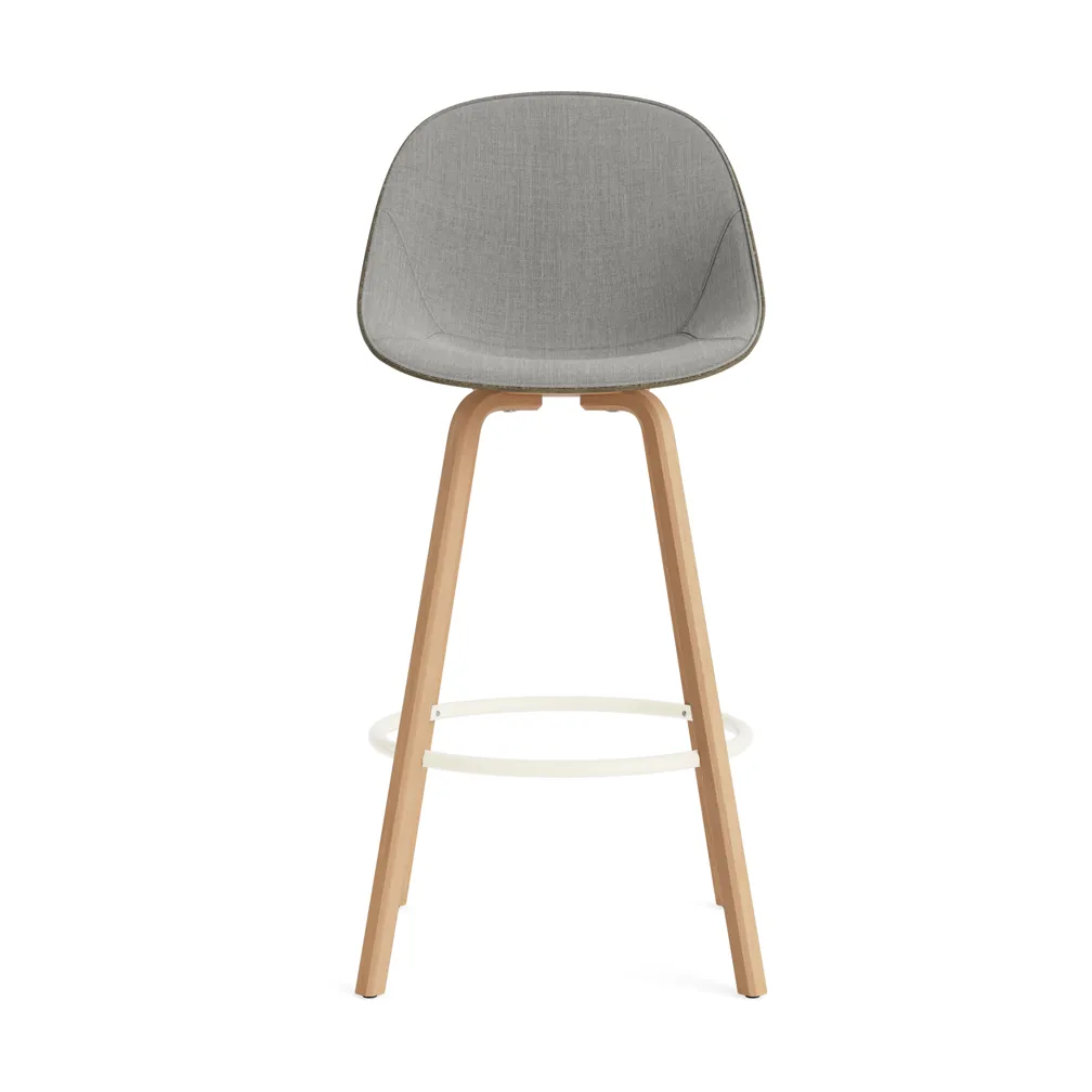Mat Bar Chair barkruk voorkant gestoffeerd 75 cm, Remix 133-seaweed-beech-cream steel Normann Copenhagen