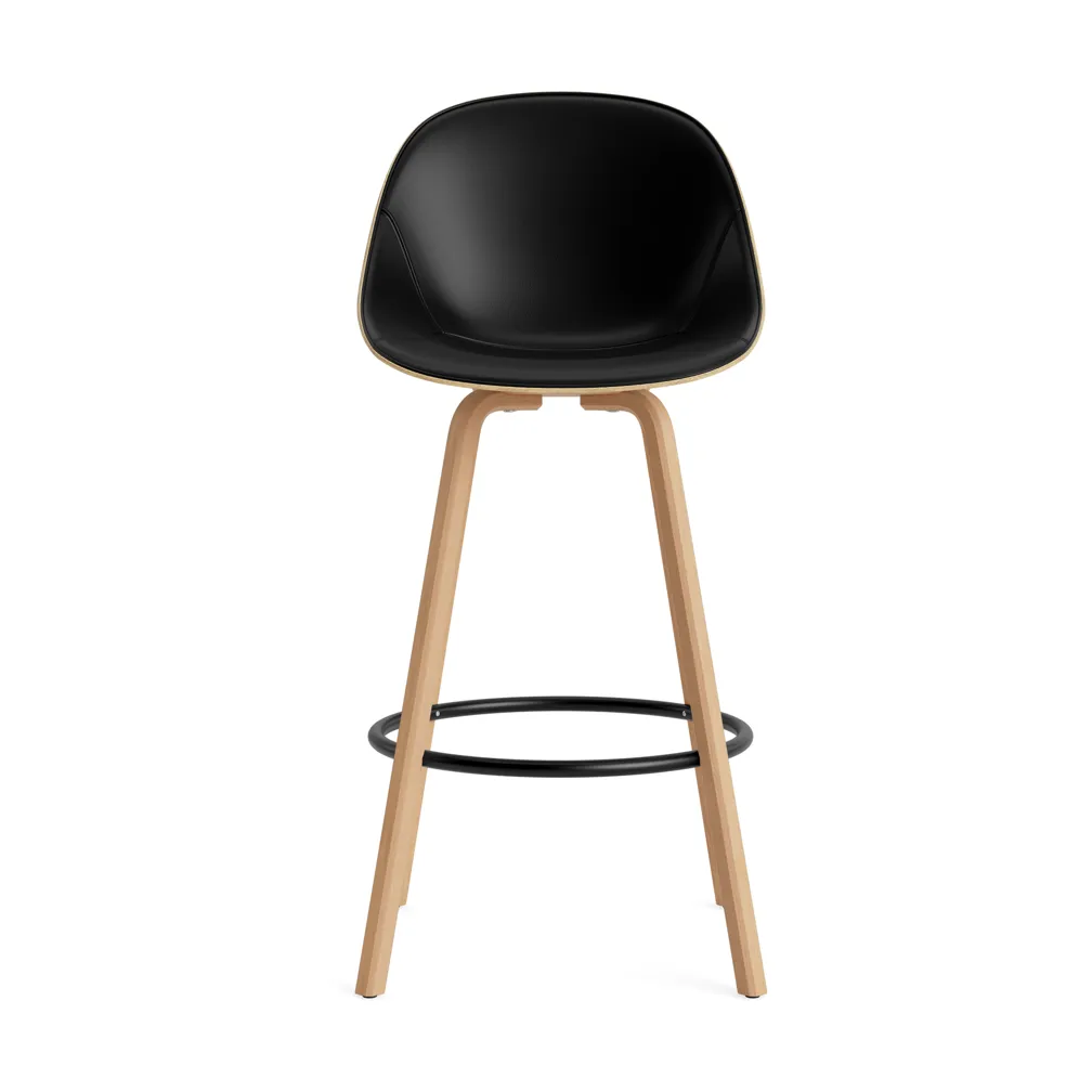 Mat Bar Chair barkruk voorkant gestoffeerd 75 cm, Ultra 41599-hemp-beech-black steel Normann Copenhagen