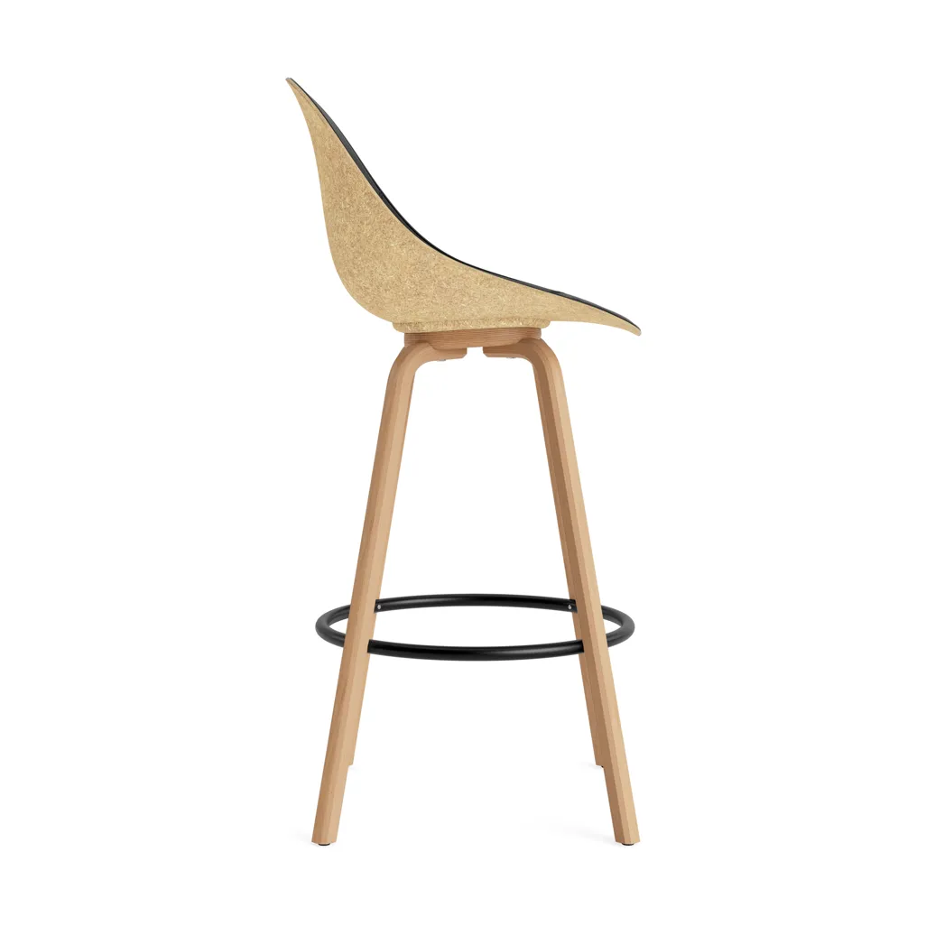 Mat Bar Chair barkruk voorkant gestoffeerd 75 cm, Ultra 41599-hemp-beech-black steel Normann Copenhagen