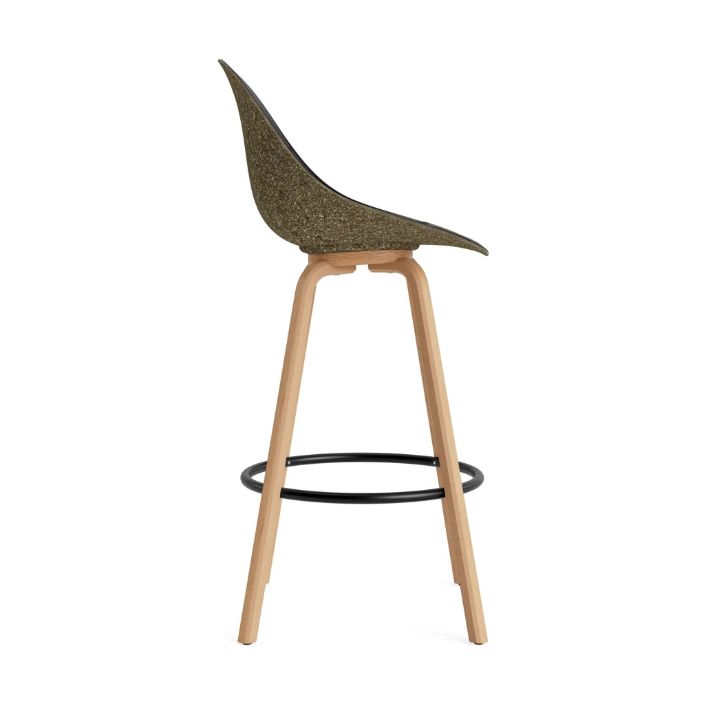 Mat Bar Chair barkruk voorkant gestoffeerd 75 cm, Ultra 41599-seaweed-beech-black steel Normann Copenhagen
