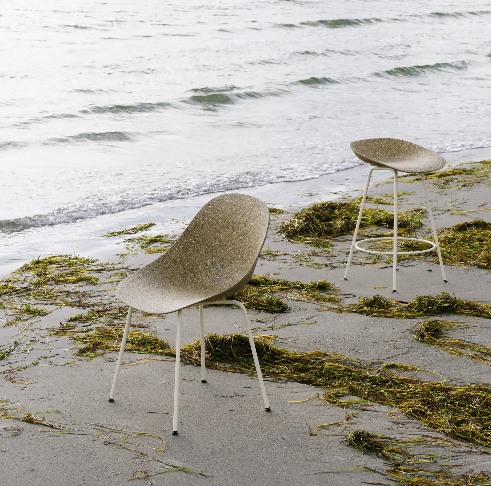 Mat Barstool barkruk 65 cm, Seaweed-cream steel Normann Copenhagen