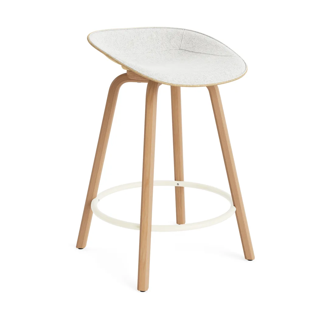 Mat Barstool barkruk voorkant gestoffeerd 65 cm, Hallingdal 110-hemp-beech-cream steel Normann Copenhagen