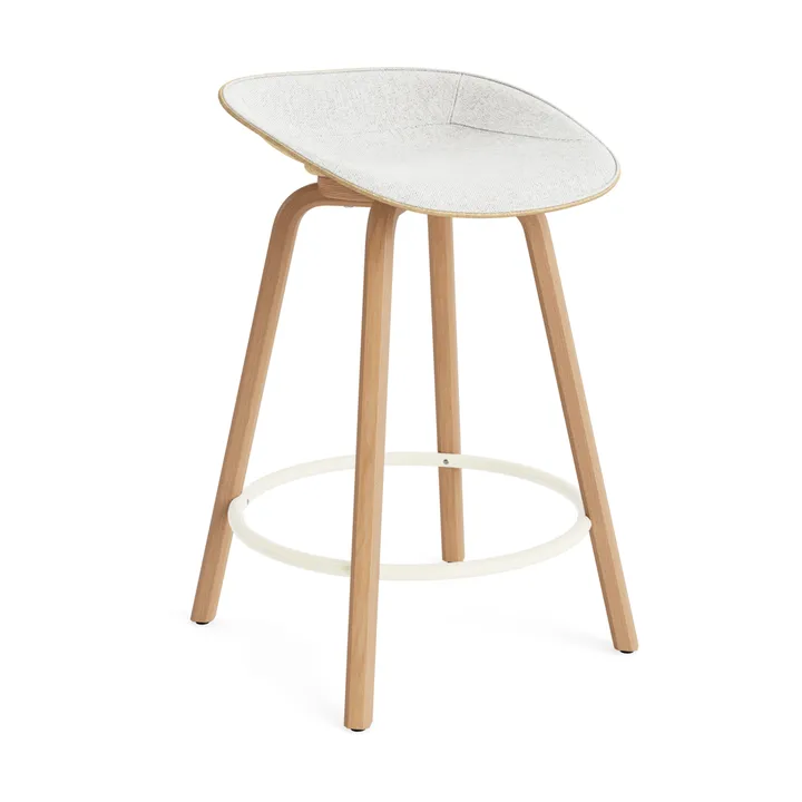 Mat Barstool barkruk voorkant gestoffeerd 65 cm - Hallingdal 110-hemp-beech-cream steel - Normann Copenhagen