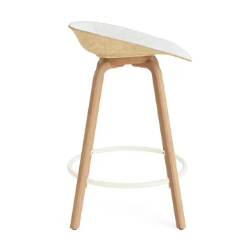 Mat Barstool barkruk voorkant gestoffeerd 65 cm - Hallingdal 110-hemp-beech-cream steel - Normann Copenhagen