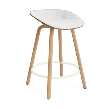 Mat Barstool barkruk voorkant gestoffeerd 65 cm - Hallingdal 110-seaweed-beech-cream steel - Normann Copenhagen