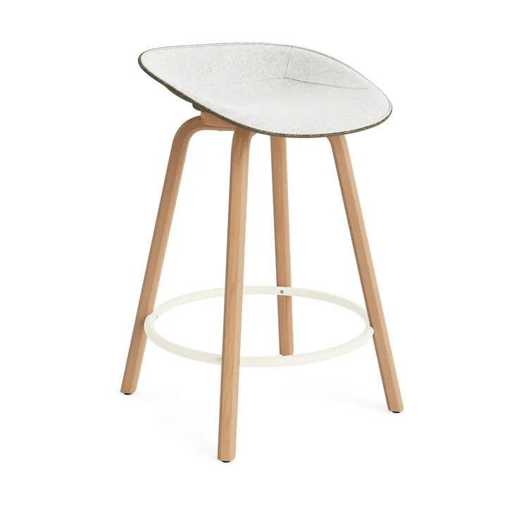 Mat Barstool barkruk voorkant gestoffeerd 65 cm - Hallingdal 110-seaweed-beech-cream steel - Normann Copenhagen