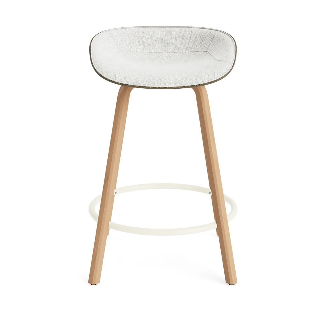 Mat Barstool barkruk voorkant gestoffeerd 65 cm, Hallingdal 110-seaweed-beech-cream steel Normann Copenhagen