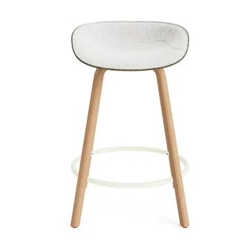 Mat Barstool barkruk voorkant gestoffeerd 65 cm - Hallingdal 110-seaweed-beech-cream steel - Normann Copenhagen