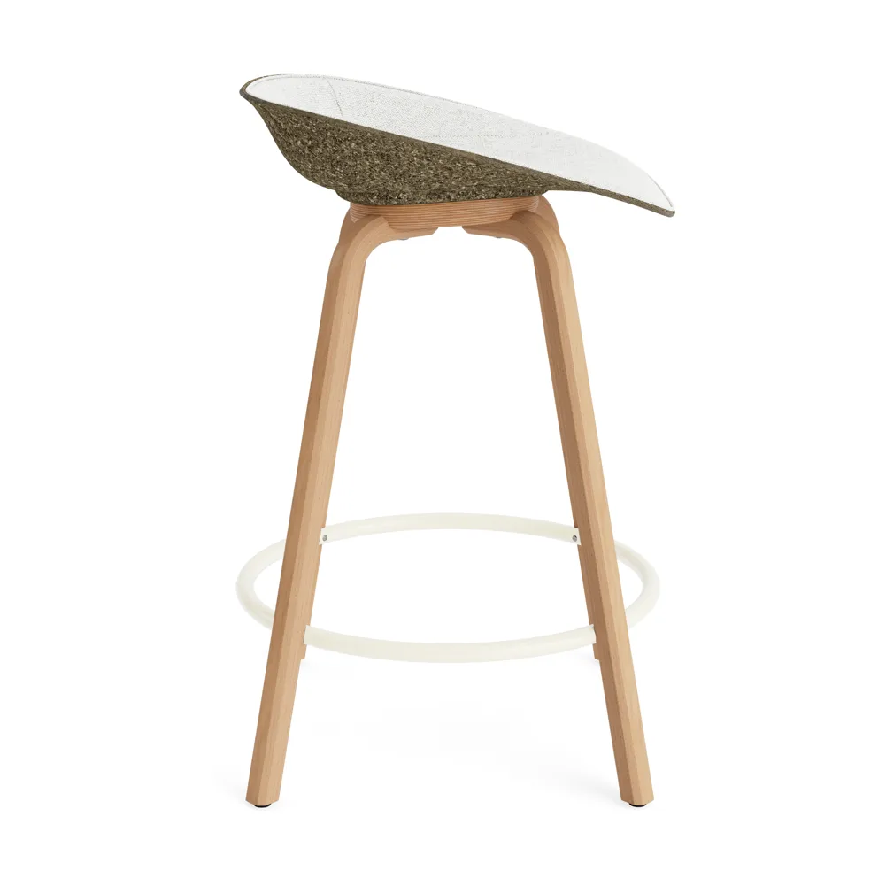 Mat Barstool barkruk voorkant gestoffeerd 65 cm, Hallingdal 110-seaweed-beech-cream steel Normann Copenhagen