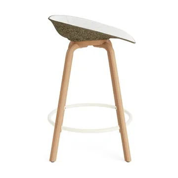Mat Barstool barkruk voorkant gestoffeerd 65 cm - Hallingdal 110-seaweed-beech-cream steel - Normann Copenhagen