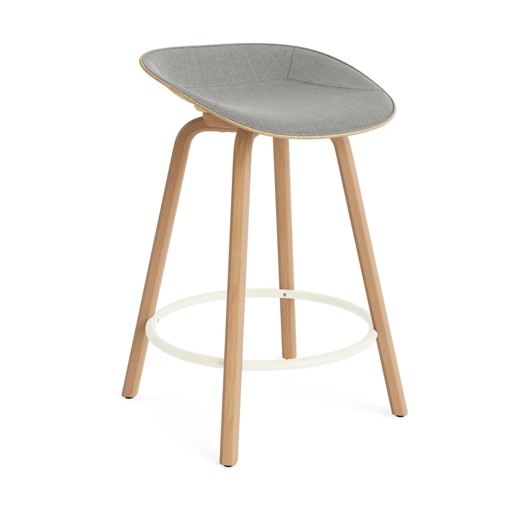 Mat Barstool barkruk voorkant gestoffeerd 65 cm, Remix 133-hemp-beech-cream steel Normann Copenhagen