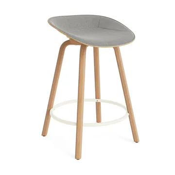 Mat Barstool barkruk voorkant gestoffeerd 65 cm - Remix 133-hemp-beech-cream steel - Normann Copenhagen