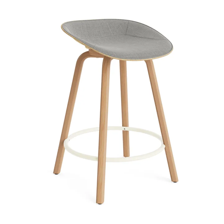 Mat Barstool barkruk voorkant gestoffeerd 65 cm - Remix 133-hemp-beech-cream steel - Normann Copenhagen
