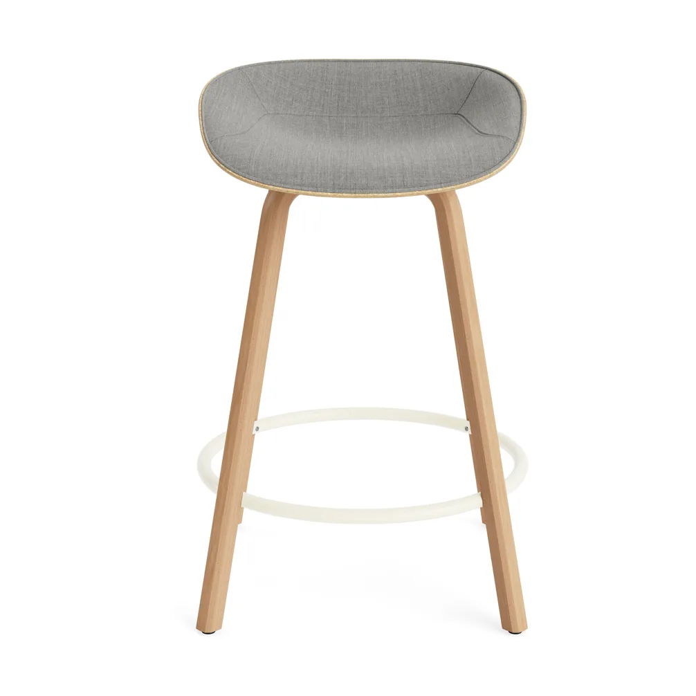 Mat Barstool barkruk voorkant gestoffeerd 65 cm, Remix 133-hemp-beech-cream steel Normann Copenhagen