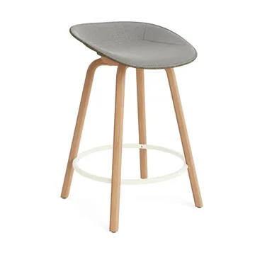Mat Barstool barkruk voorkant gestoffeerd 65 cm - Remix 133-seaweed-beech-cream steel - Normann Copenhagen