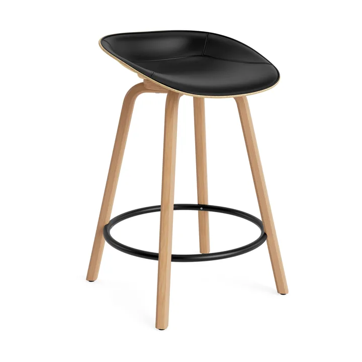 Mat Barstool barkruk voorkant gestoffeerd 65 cm - Ultra 41599-hemp-beech-black steel - Normann Copenhagen