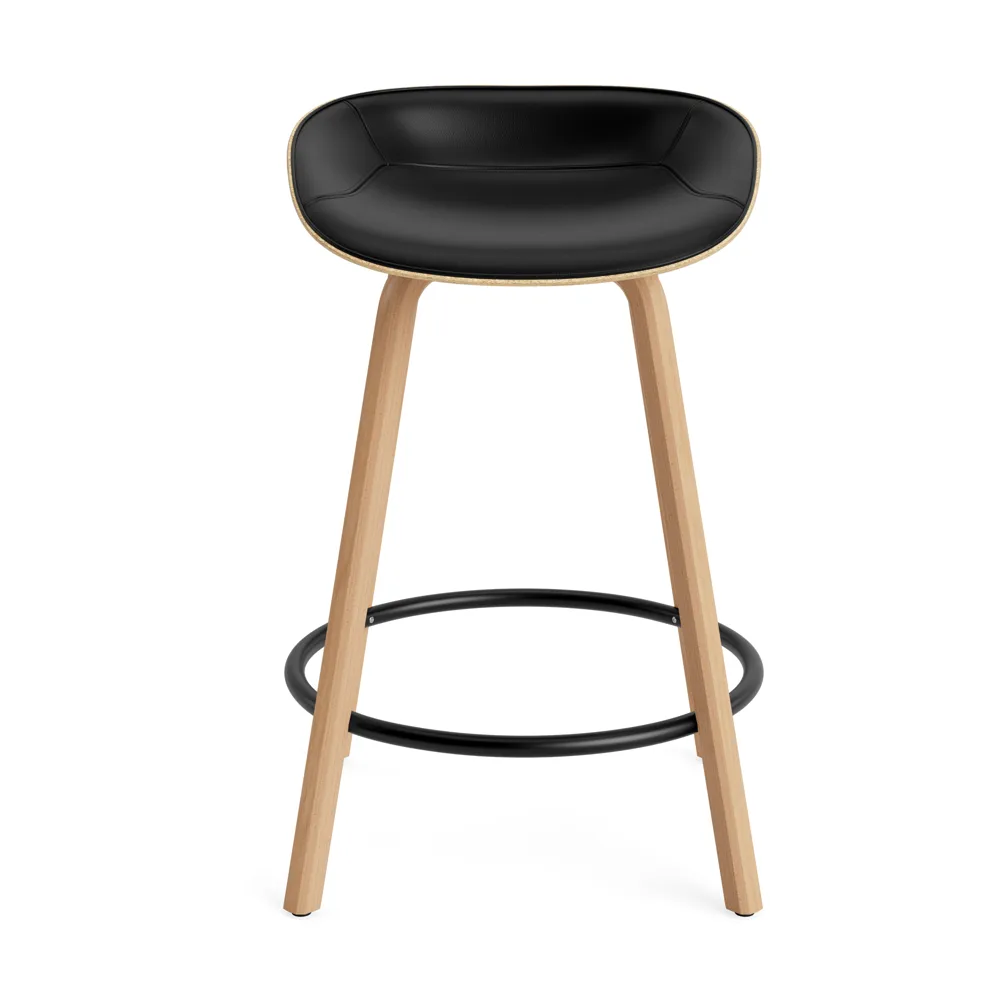 Mat Barstool barkruk voorkant gestoffeerd 65 cm, Ultra 41599-hemp-beech-black steel Normann Copenhagen