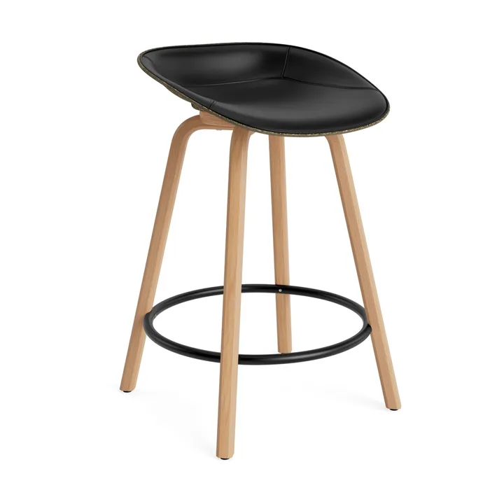 Mat Barstool barkruk voorkant gestoffeerd 65 cm - Ultra 41599-seaweed-beech-black steel - Normann Copenhagen