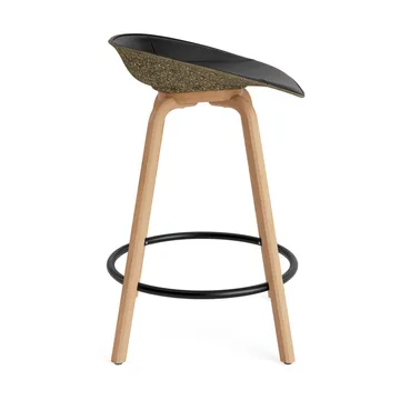 Mat Barstool barkruk voorkant gestoffeerd 65 cm - Ultra 41599-seaweed-beech-black steel - Normann Copenhagen