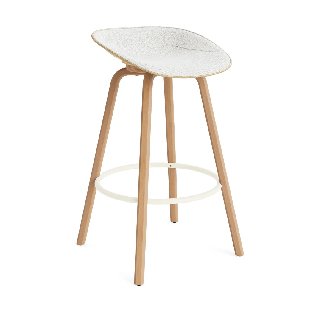Mat Barstool barkruk voorkant gestoffeerd 75 cm, Hallingdal 110-hemp-beech-cream steel Normann Copenhagen