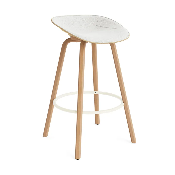 Mat Barstool barkruk voorkant gestoffeerd 75 cm - Hallingdal 110-hemp-beech-cream steel - Normann Copenhagen