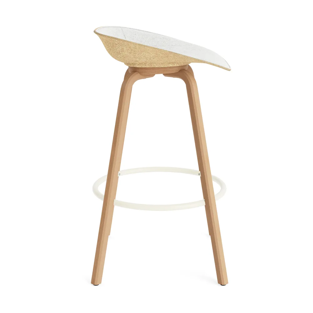 Mat Barstool barkruk voorkant gestoffeerd 75 cm, Hallingdal 110-hemp-beech-cream steel Normann Copenhagen