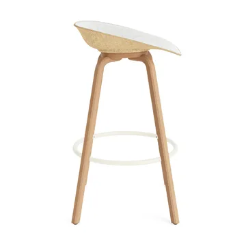 Mat Barstool barkruk voorkant gestoffeerd 75 cm - Hallingdal 110-hemp-beech-cream steel - Normann Copenhagen