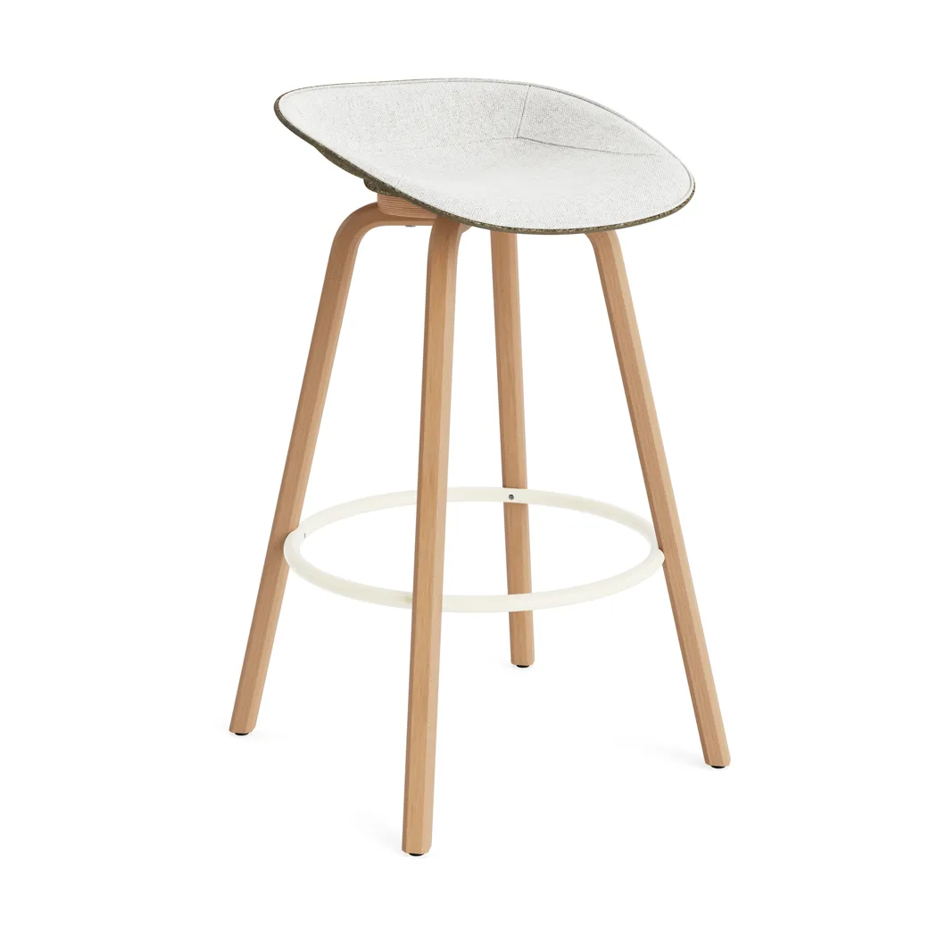 Mat Barstool barkruk voorkant gestoffeerd 75 cm, Hallingdal 110-seaweed-beech-cream steel Normann Copenhagen