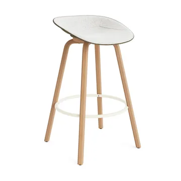 Mat Barstool barkruk voorkant gestoffeerd 75 cm - Hallingdal 110-seaweed-beech-cream steel - Normann Copenhagen