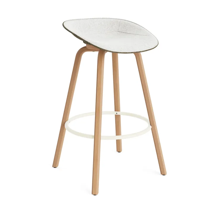 Mat Barstool barkruk voorkant gestoffeerd 75 cm - Hallingdal 110-seaweed-beech-cream steel - Normann Copenhagen