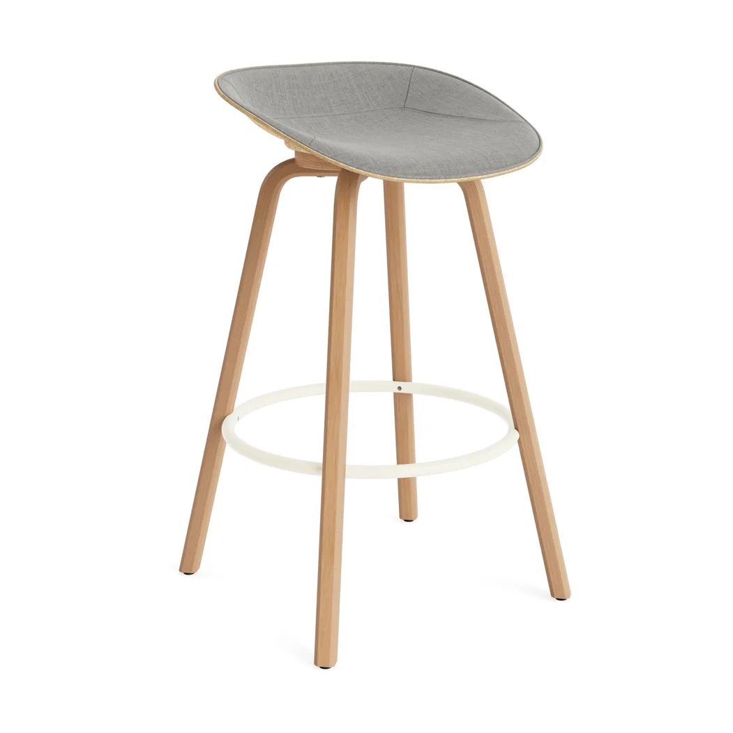 Mat Barstool barkruk voorkant gestoffeerd 75 cm, Remix 133-hemp-beech-cream steel Normann Copenhagen