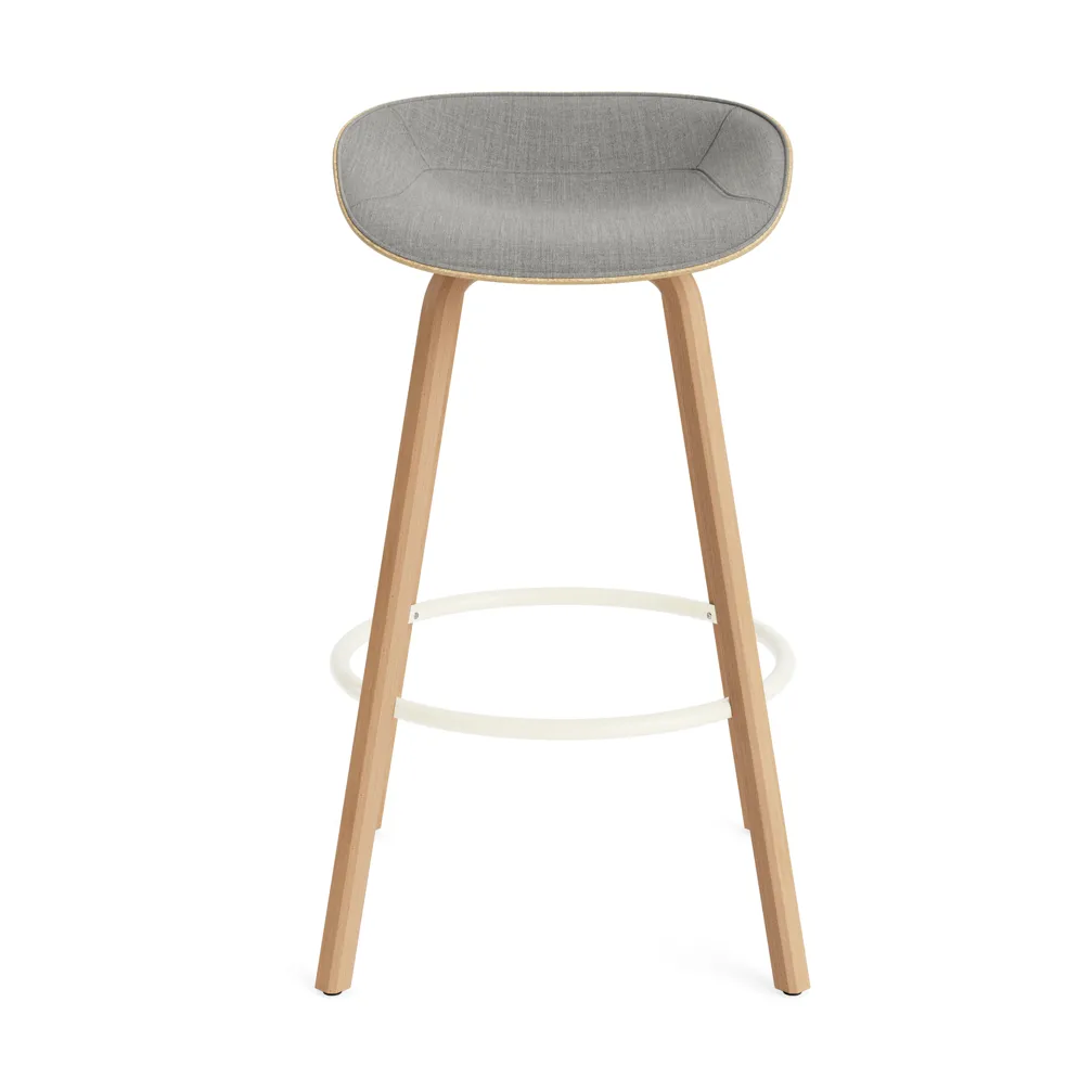 Mat Barstool barkruk voorkant gestoffeerd 75 cm, Remix 133-hemp-beech-cream steel Normann Copenhagen