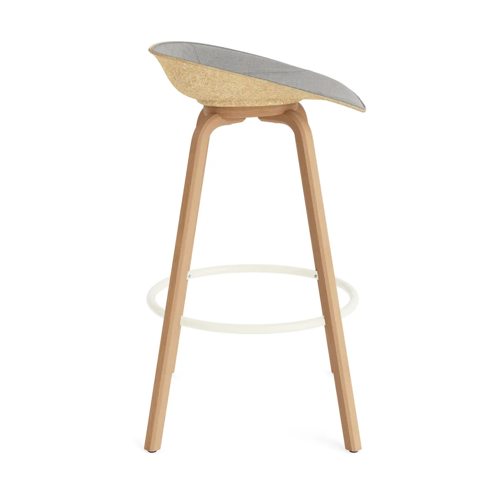 Mat Barstool barkruk voorkant gestoffeerd 75 cm, Remix 133-hemp-beech-cream steel Normann Copenhagen