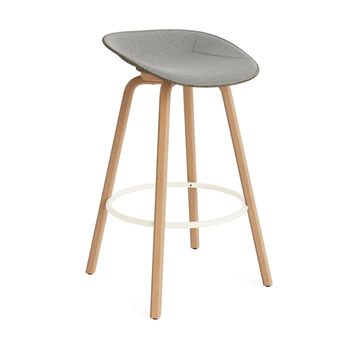 Mat Barstool barkruk voorkant gestoffeerd 75 cm - Remix 133-seaweed-beech-cream steel - Normann Copenhagen