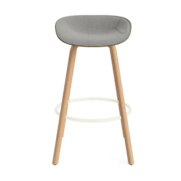 Mat Barstool barkruk voorkant gestoffeerd 75 cm - Remix 133-seaweed-beech-cream steel - Normann Copenhagen
