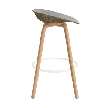Mat Barstool barkruk voorkant gestoffeerd 75 cm - Remix 133-seaweed-beech-cream steel - Normann Copenhagen