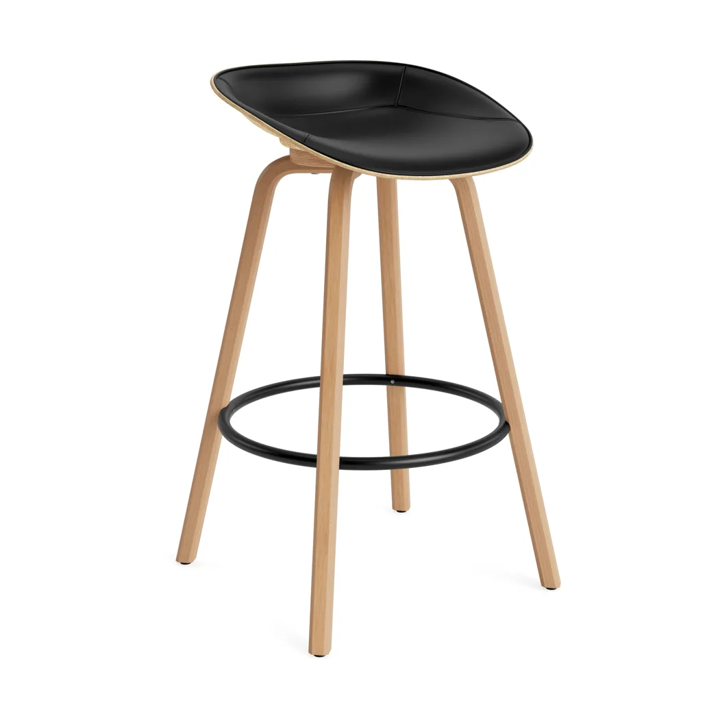 Mat Barstool barkruk voorkant gestoffeerd 75 cm, Ultra 41599-hemp-beech-black steel Normann Copenhagen