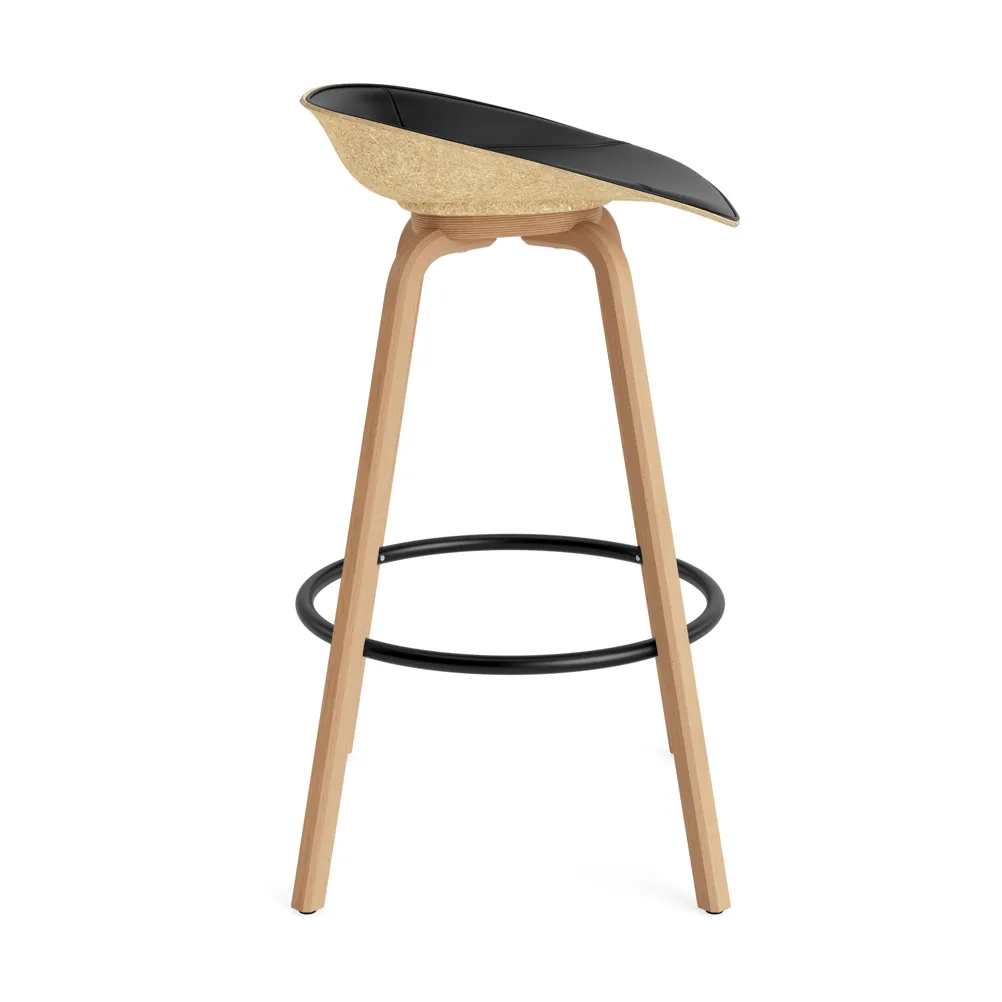 Mat Barstool barkruk voorkant gestoffeerd 75 cm, Ultra 41599-hemp-beech-black steel Normann Copenhagen