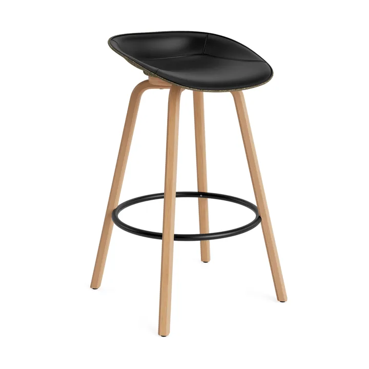 Mat Barstool barkruk voorkant gestoffeerd 75 cm - Ultra 41599-seaweed-beech-black steel - Normann Copenhagen