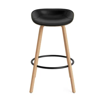 Mat Barstool barkruk voorkant gestoffeerd 75 cm - Ultra 41599-seaweed-beech-black steel - Normann Copenhagen