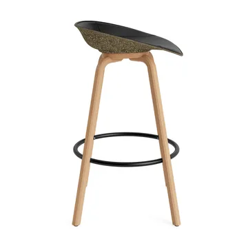 Mat Barstool barkruk voorkant gestoffeerd 75 cm - Ultra 41599-seaweed-beech-black steel - Normann Copenhagen