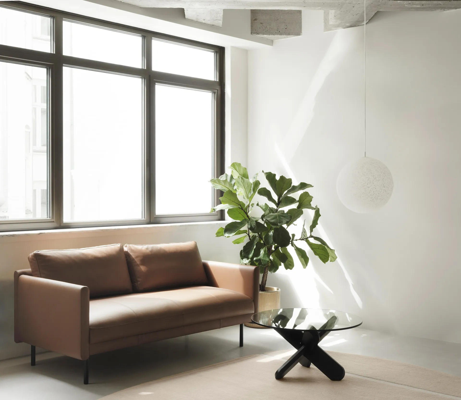 Rar 2-zits bank, Omaha leather cognac Normann Copenhagen