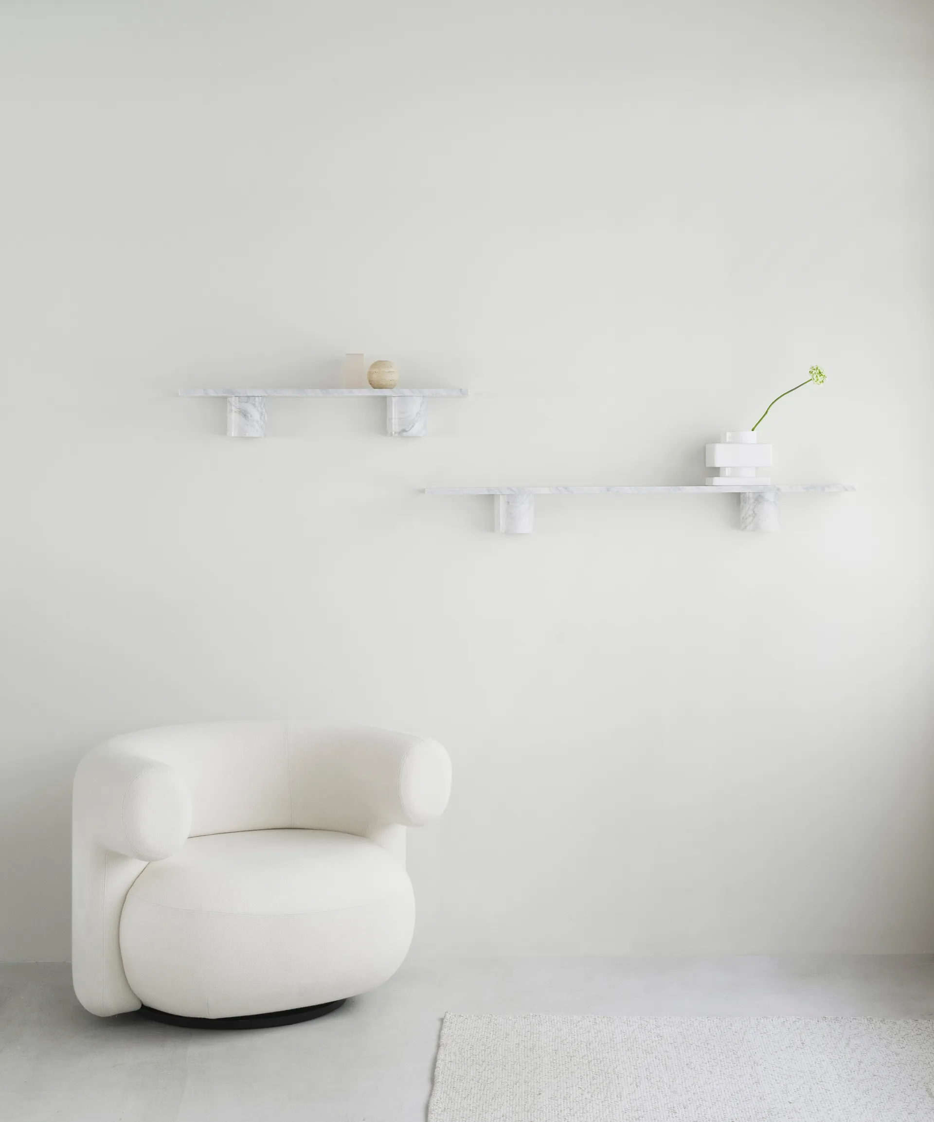 Sten Shelf wandplank 80 cm, White marble Normann Copenhagen