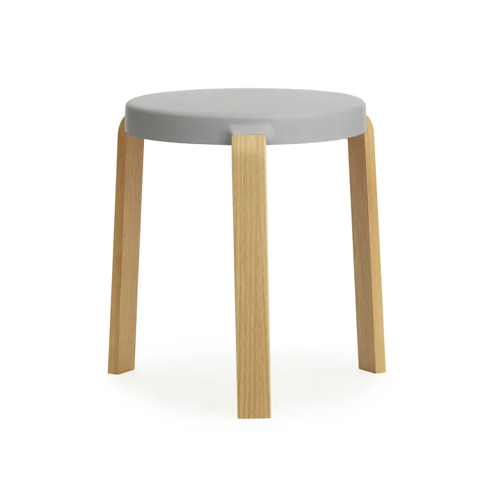 Tap ronde kruk - Grijs-eiken, Ø41x43 cm - Normann Copenhagen
