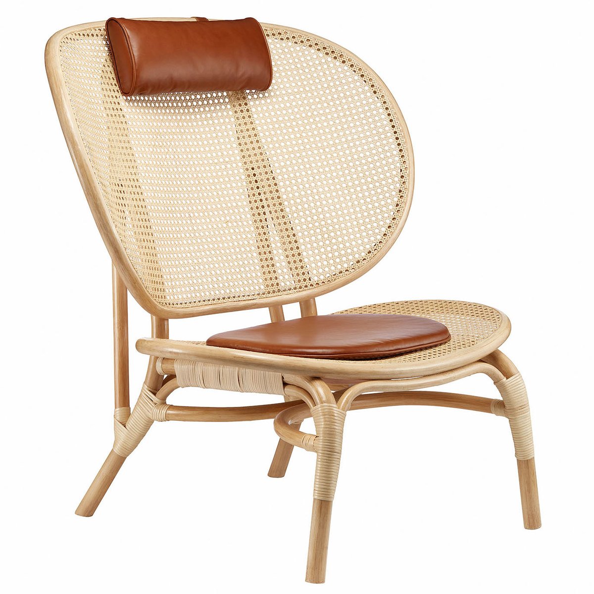 NORR11 Nomad loungestoel Natuur-cognac leer