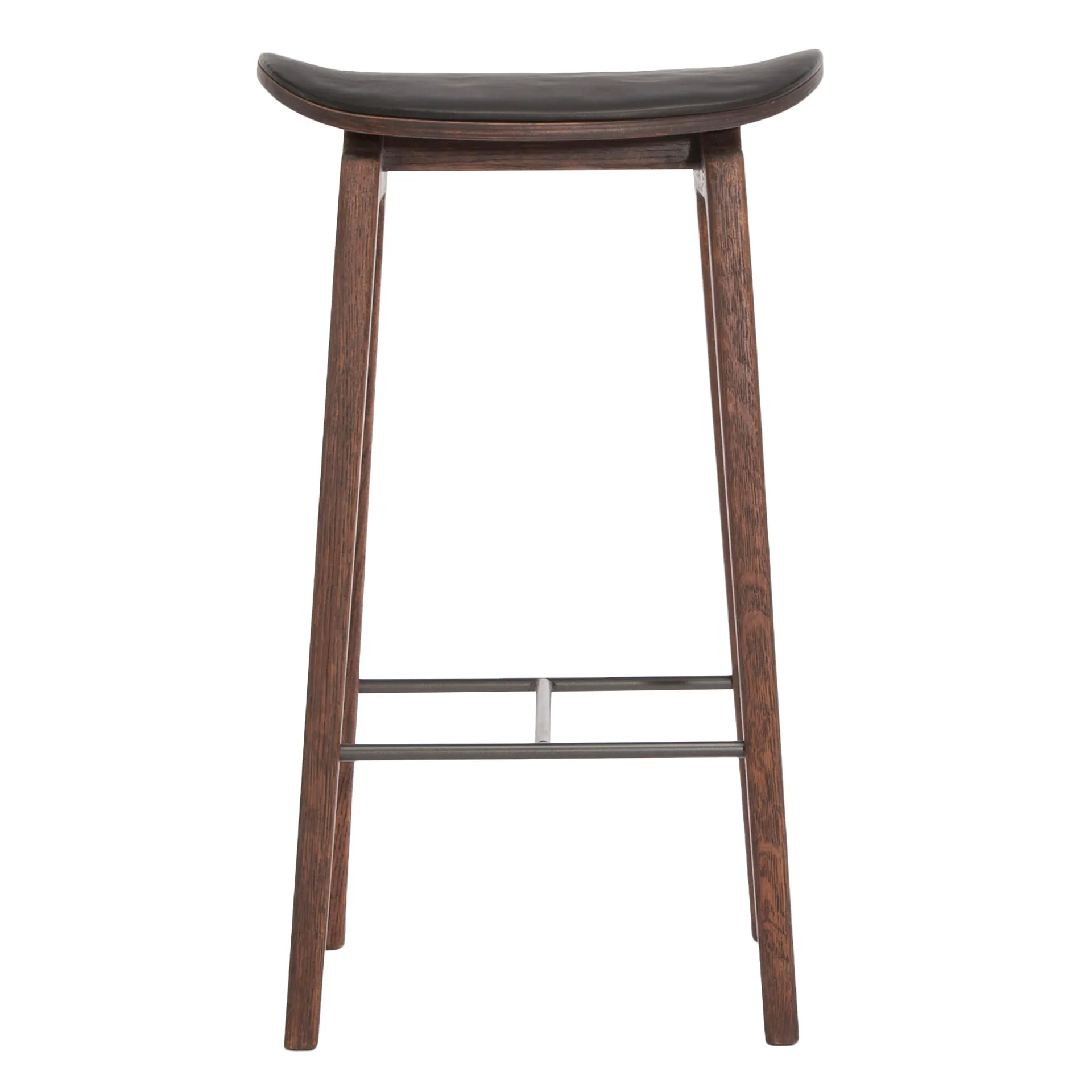 NY11 barkruk leren zitting dark smoked oak 65 cm, Spectrum black NORR11
