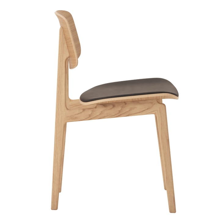 NY11 stoel met leren zitting eiken, Dunes dark brown NORR11