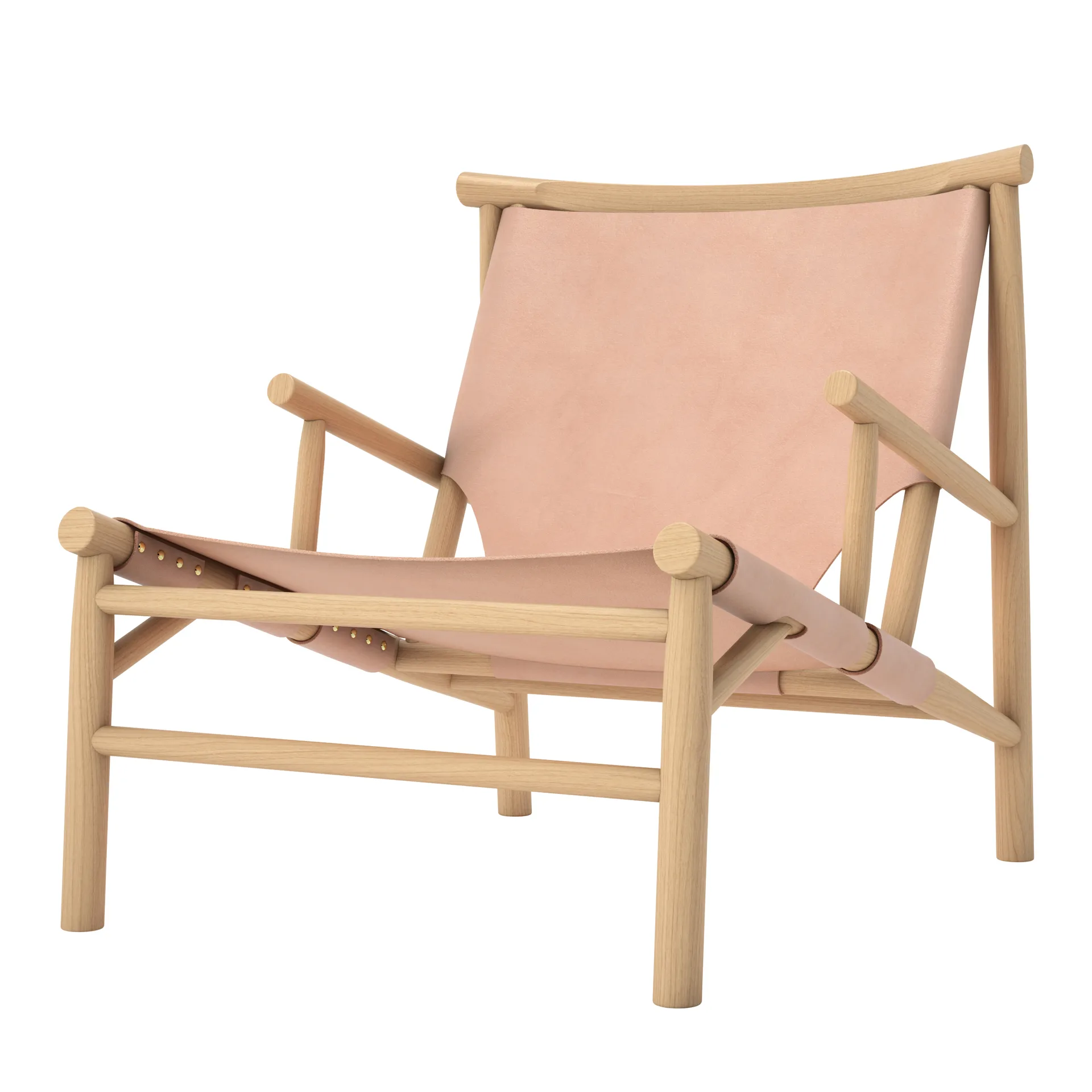 Samurai loungestoel leren zitting eikenhout, Natuur NORR11